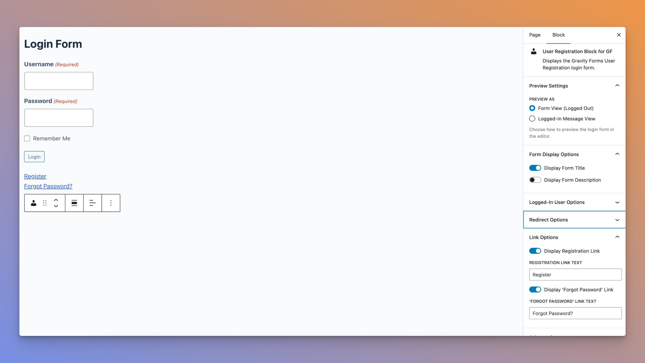 User registration block scaled — User Registration Block for Gravity Forms screenshot