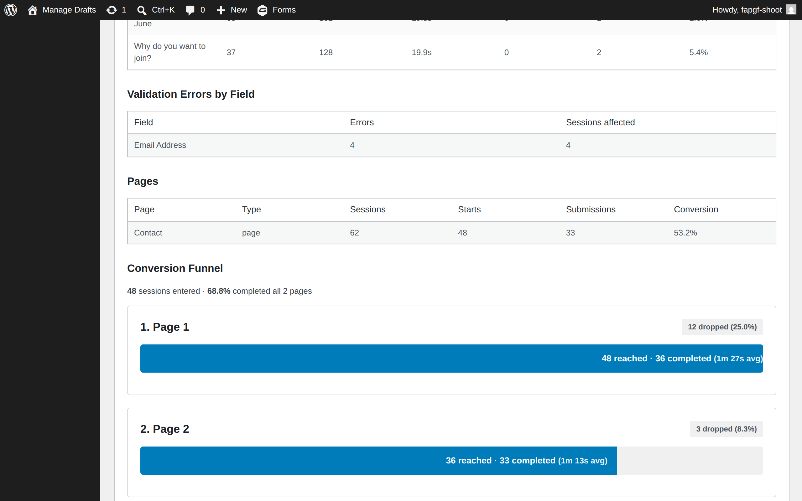 Funnel — Form Analytics Pro for Gravity Forms screenshot